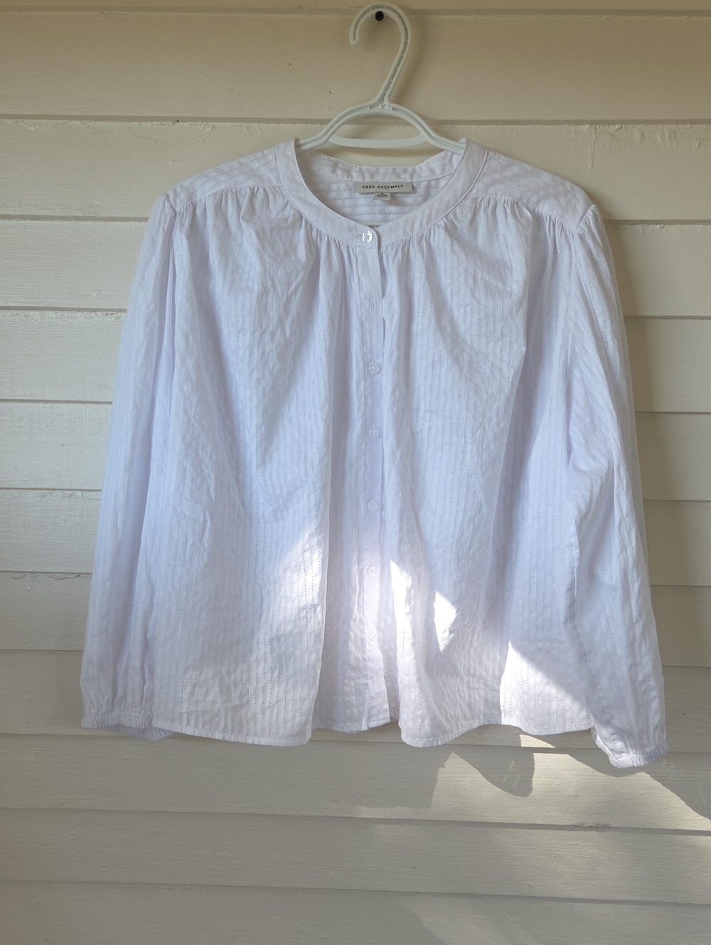 Free Assembly Womens Shirred Cotton Button Down Blouse Size XL